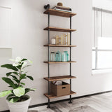 Industrial Pipe Bookshelves Rustic Wall Ladder Bookshelf Display Storage Stand Shelf Bookcase for Living Room, Kitchen, Office (6 Tier) TIEOU