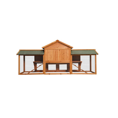 Chicken Coops Large 2-Tier Wooden Chicken House Outdoor Double Door Poultry Hen Cage Backyard Rabbit Hutch Pen with Removable Tray and 2 Runs 79.5 x 33.66 x 20.66 inches - WoodArtSupply