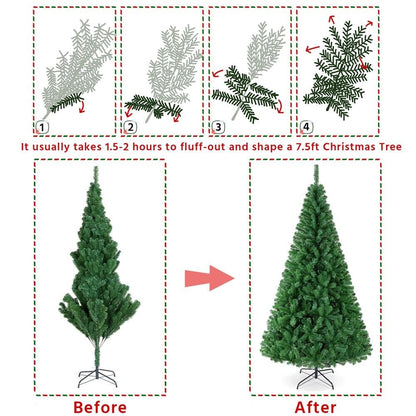 Yaheetech 7.5ft Artificial Full Spruce Christmas Tree, Artificial Xmas Tree with 1011 PVC Branch Tips and Foldable Metal Stand for Home, Party, Office Decoration, Holiday Décor Indoor & Outdoor, Green