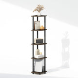 Furinno Turn-N-Tube Corner Shelf, 5-Tier Corner Display Rack, Shelving Unit, for Organization and Storage, Living Room, Home Office, Garage, Bedroom, Dark Brown Grain Furinno