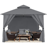ABCCANOPY 10x12 Outdoor Gazebo - Patio Screened Gazebo with Curtains and Windows for Deck, Lawn and Backyard (Dark Gray) ABCCANOPY