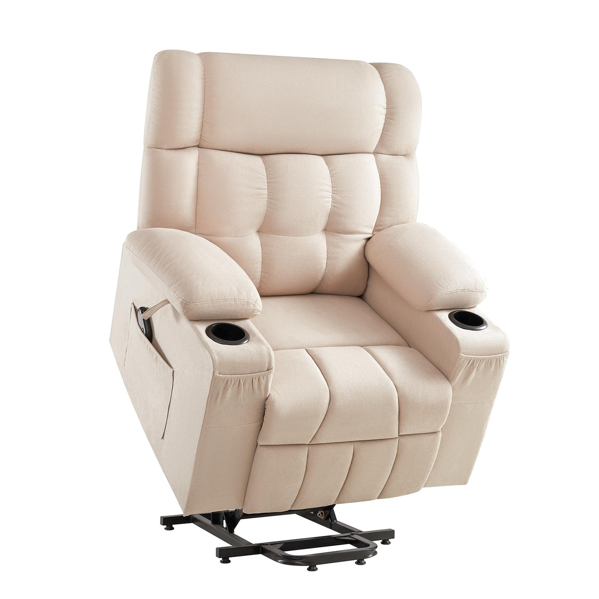 Jocisland Large Power Lift Recliner Chairs for Adults, Lazy Boy Reclining Chair for Elderly, Electric Recliners Sofa with Cupholder, Remote Control, Side Pockets for Living Room Bedroom (Beige) Jocisland