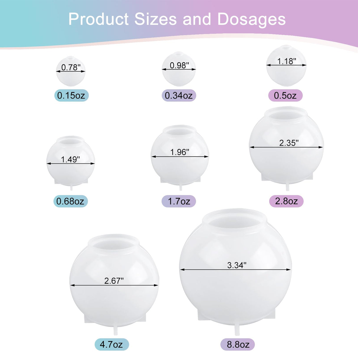 Sphere Resin Molds, 8 PCS Sphere Silicone Mold, Upgraded 3D Seamless Epoxy Molds，Large Ball Shape Flower Resin Mold for Home Decor, Flowers Preservation KISREL