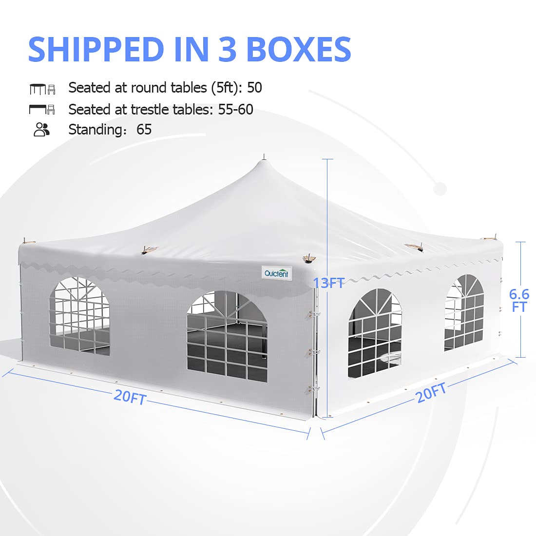 Quictent 20x20 Fire Retardant Pole Tents Heavy Duty Party Tents PVC Vinly Wedding Party Canopy with Carry Bags Quictent