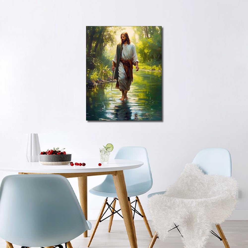 TUMOVO Jesus Paint by Numbers, Adult Paint by Number Prayer in The Forest Paint-by-Number Kits DIY Acrylic Painting Kits On Canvas Religious Spirit Paint by Number for Adults, 16 x20 Inch TUMOVO