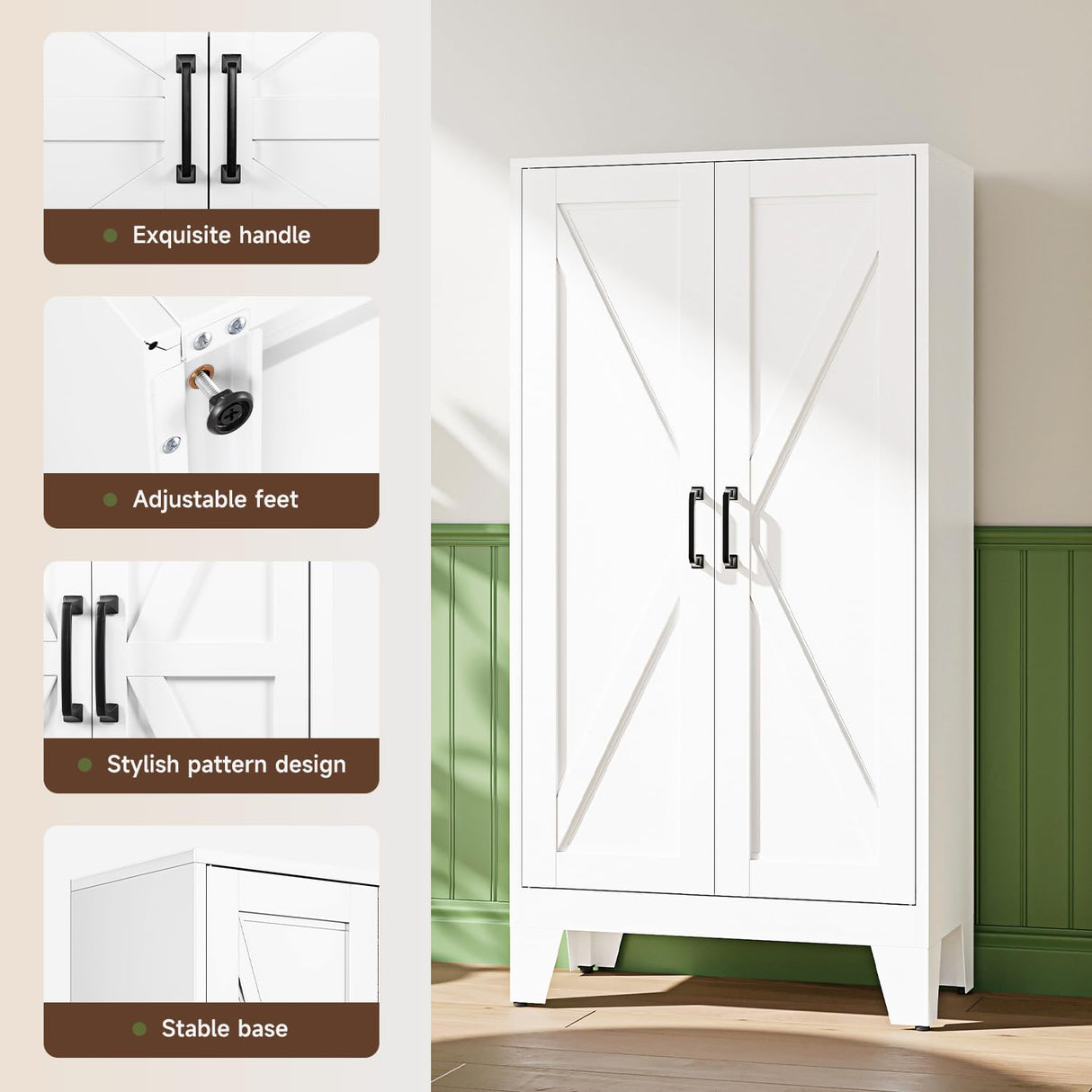 Letaya Storage Cabinet,47" H Metal Kitchen Pantry Cabinets with Doors and Adjustable Shelves,Pantry Organizers for for Cupboard/Dining/Bathroom/Office/Garage Room,White Letaya