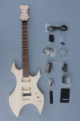 WUQIMUSC DIY electric guitar kits Basswood Guitar Body Mahogany Neck 24 fret 25.5 inch build on your own WoodArtSupply