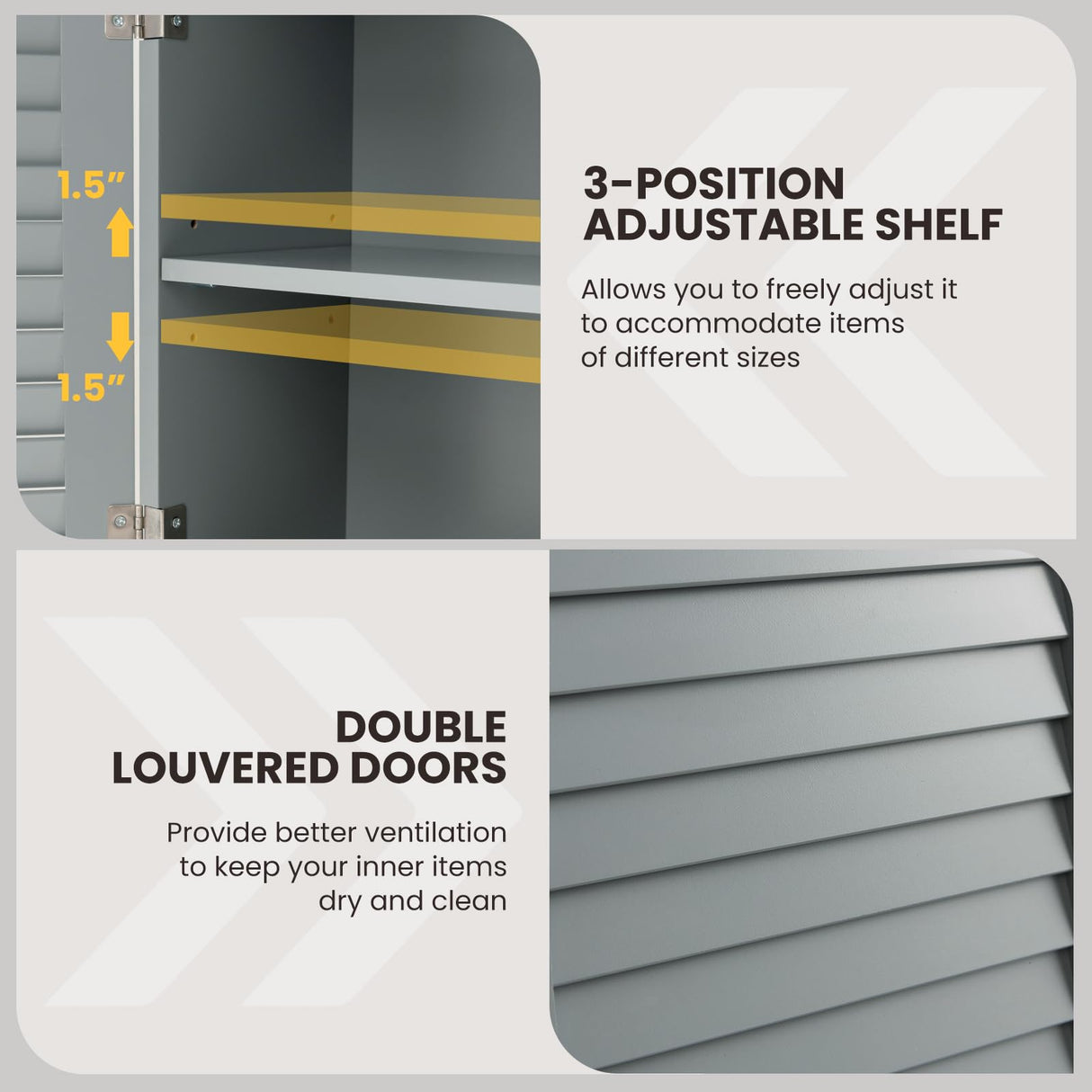 Tangkula Wall Mounted Bathroom Cabinet with Open Shelf & Bar, Medicine Cabinet with Double Louvered Doors, Wall Storage Cabinet with Adjustable Shelf, for Bathroom Living Room Kitchen (Grey) Tangkula