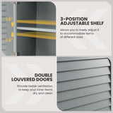 Tangkula Wall Mounted Bathroom Cabinet with Open Shelf & Bar, Medicine Cabinet with Double Louvered Doors, Wall Storage Cabinet with Adjustable Shelf, for Bathroom Living Room Kitchen (Grey) Tangkula