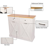 Betterhood Double Tilt Out Trash Cabinet Can Bin Kitchen 20 Gallon Wooden Free Standing Laundry Sorter,Recycling Cabinet with Hideaway Drawer, (White) Betterhood