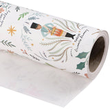 WRAPAHOLIC Kraft Christmas Wrapping Paper - Mini Roll - 17 Inch x 33 Feet - Cute Girl and Boy with Floral and Leaves Design for Christmas, Holiday, Party Celebration WRAPAHOLIC