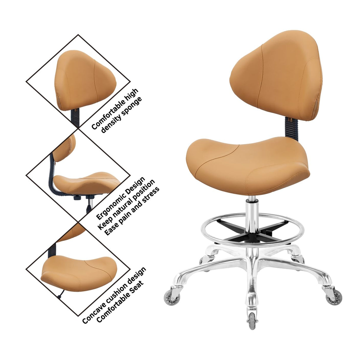 Nazalus Rolling Swivel Drafting Chair Adjustable Heavy Duty (400lbs) Lumbar Support Task Chair for Home Desk Studio Design Lab(Triangular Back) Nazalus