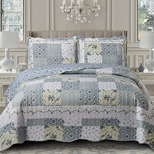 7- Pcs Bed Spread Set- California King -Brea-Printed Quilted Wrinkle-Free Microfiber Includes 3-Pcs Coverlets Set and 4-Pcs Sheet Set sheetsnthings
