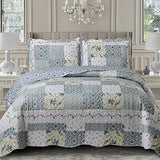 7- Pcs Bed Spread Set- California King -Brea-Printed Quilted Wrinkle-Free Microfiber Includes 3-Pcs Coverlets Set and 4-Pcs Sheet Set sheetsnthings