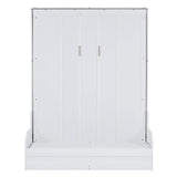 HABITRIO Queen Size Murphy Bed, Wooden Queen Murphy Bed Wall Bed with Sofa and Cushion, White HABITRIO