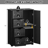 Tangkula Bathroom Floor Cabinet, Freestanding Storage Cabinet with 4 Drawers & Single Door, Adjustable Shelf, Multipurpose Bathroom Storage for Home Office, 22 x 12 x 32 Inches (Black) Tangkula