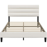 Acurax Queen Size Bed Frame with Velvet Upholstered Headboard, Platform Bed Frame with Metal Support, Fully Upholstered Mattress Foundation, No Box Spring Needed, Noise Free, Easy Assembly, Beige Acurax