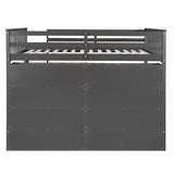 Bekeknlny Full Size Gray Loft Bed with 8 Open Shelves and Built-in Ladder Bekeknlny