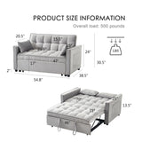FENFSHE Futon Sofa Bed, Modern Velvet 3 in 1 Sleeper Sofa Couch Bed, Pullout Couch Bed with Adjustable Backrest, Storage Pockets and Toss Pillows for Living Room, Bedroom (Grey) FENFSHE