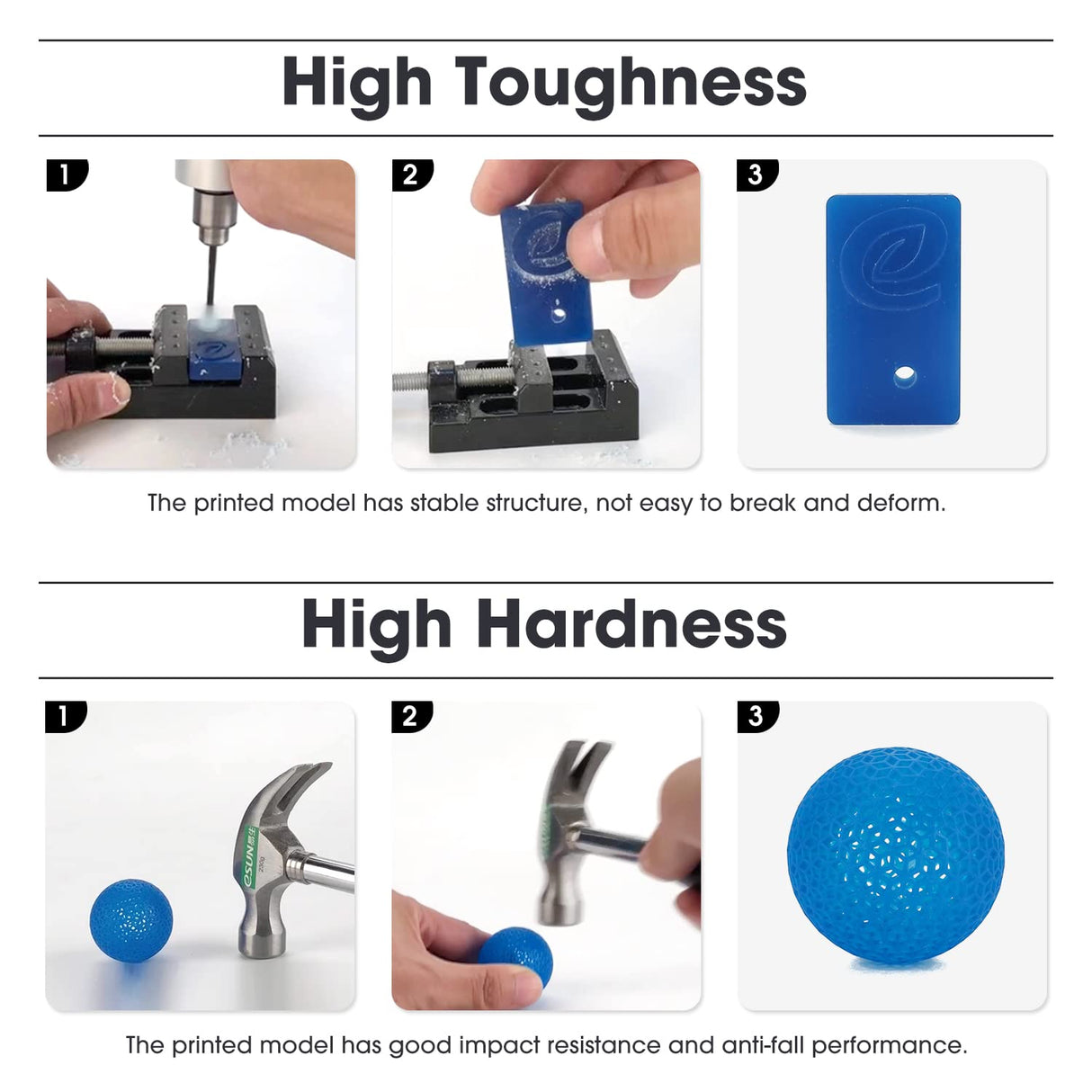 eSUN 405nm LCD 3D Printer Rapid Resin UV Curing Resin ABS-Like Rapid Resin Hard Tough Resin High Impact High Tough Photopolymer Resin for Photon UV Curing LCD 3D Printer, Plastic Bottle, 1000g Blue eSUN