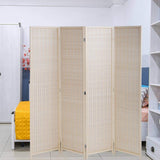 Room Divider Privacy Screen Folding 4 Panel 72 Inches High Portable Room Seperating Divider, Handwork Bamboo Mesh Woven Design Wall, Room Partitions and Dividers Freestanding, Natural Dkeli