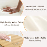 Round Ottoman with Storage Set of 2, White Vanity Stool, Upholstered Velvet Storage Ottomans, Makeup Chair Seat for Bedroom, Small Pouf Footstool for Living Room Recximi