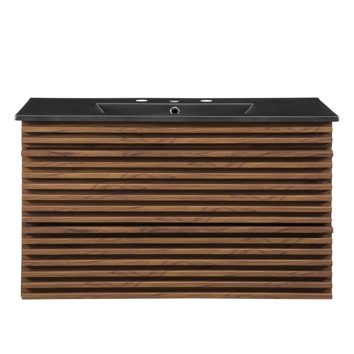 Modway Render 36" Wall-Mount Bathroom Vanity in Walnut Black Modway