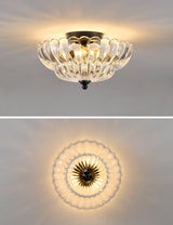 Semi Flush Mount Ceiling Light, Crystal Glass Ceiling Light Fixture, 3-Bulb Modern Black Close to Ceiling Light, Vintage Glass Ceiling Lights for Bedroom Kitchen Living Room, Bulb Not Included SIJINCHEN