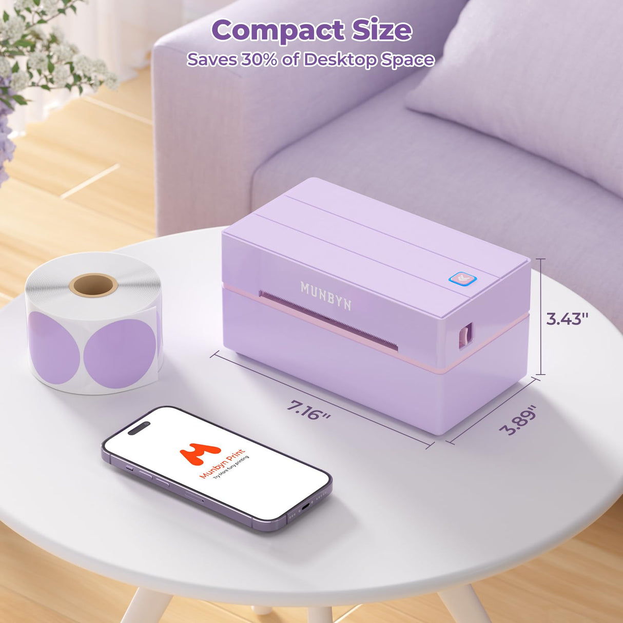 MUNBYN Bluetooth Thermal Label Printer, 130B Wireless 4x6 Shipping Label Printer for Shipping Packages Small Business Office or Home, Compatible with iPhone Android iPad Windows macOS Chrome Etsy eBay MUNBYN