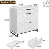 Lateral File Cabinet with 3 Drawers, Modern Farmhouse File Cabinet for Legal/Letter/A4 Size Hanging Files, Printer Stand Large Wood Home Office, White Vabches