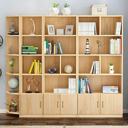 Versatile Modern Natural Wood Bookcase by CraftThink - 47" L x 12" W x 84" H with Closed Back for Stylish Compact Storage - WoodArtSupply