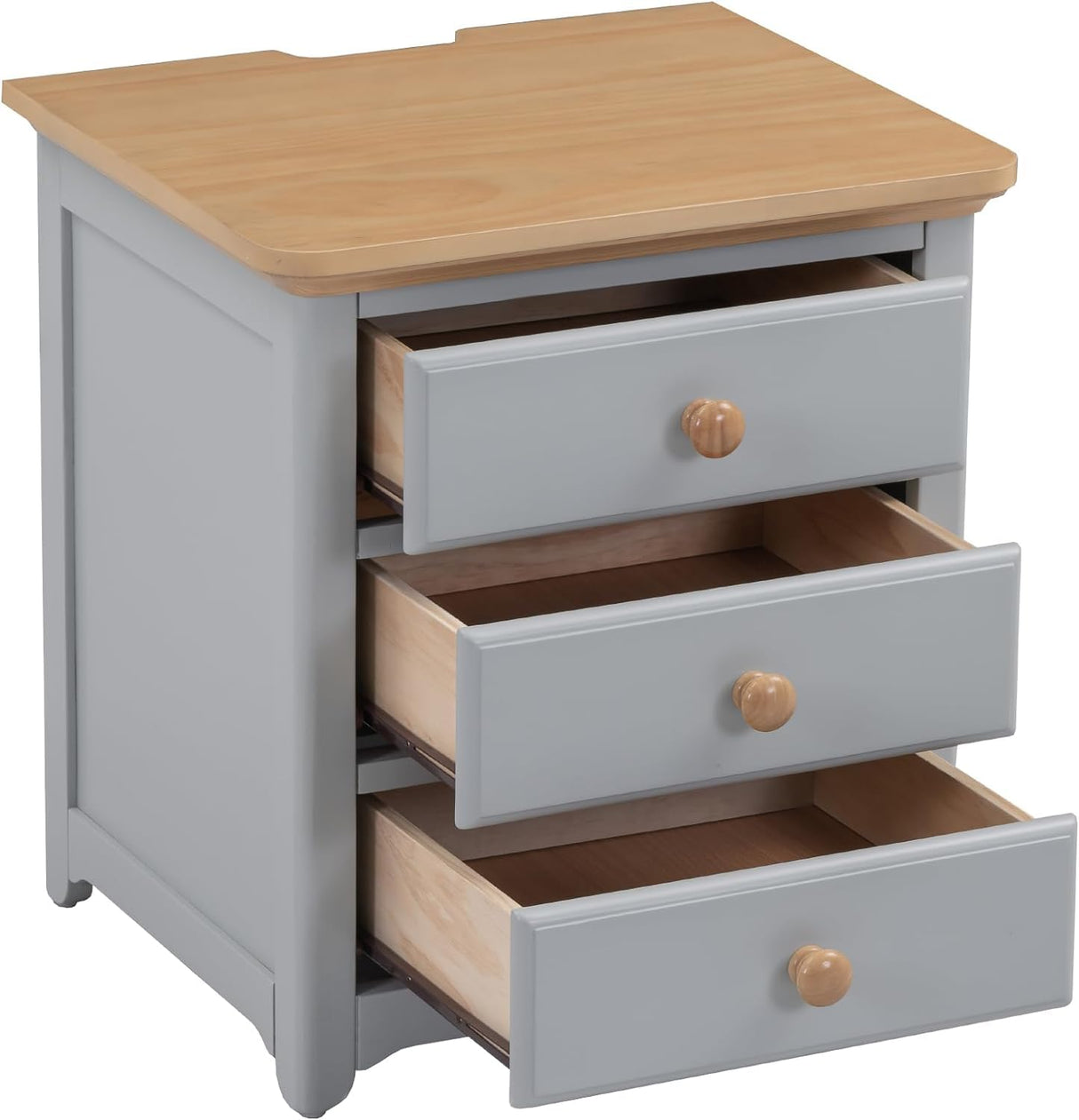 Merax 3-Piece Full Bedroom Furniture Set, Wooden Bedroom Set with Full Size Storage Platform Bed, 3- Drawer Nightstand and 6-Drawer Storage Chest (Gray+Natrual) Merax