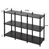 YGYQZ Short Book Shelf - 3 Tier Open Back Long Horizontal Wood Bookcase, 6 Cube Storage Shelf for Office Living Room Bedroom, Modern Black YGYQZ