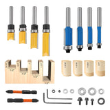 Router Bits Set 1/4 Shank, 4 Flush Trim Router Bits, 4 Pattern Flush Trim Router Bits, Router Bit with a Bearing Prevent Tearing, Wood Milling Cutter for Trimming 8PCS GearCan