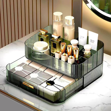 MIUOPUR Makeup Organizer with Stackable Drawers, Bathroom Vanity Organizers and Storage, Ideal for Desk and Dresser Countertops, Great for Cosmetics, skincare, Lipsticks, Nail Care -Green MIUOPUR