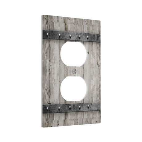 Farmhouse Grey Wood Barn Door 1 Gang Outlet Plate Duplex Decorative Outlet Covers Vintage Farmhouse Outlet Covers Electrical Receptacle Lightswitch Faceplate Rustic Wood 5"" X 3"（Plastic ） Spshian