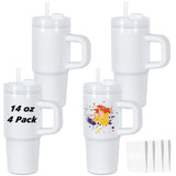 Muwnrol 4 Pack 14 Oz Sublimation Tumbler with Handle and Straw for Kids, Sublimation Tumbler Blanks Bulk, Stainless Steel Sublimation mugs, Individually Boxed Muwnrol
