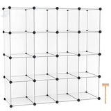 C&AHOME Cube Storage Organizer, 16-Cube Shelves Units, Plastic Storage Cubes, DIY Closet Organizer, Modular Closet Storage Shelves Ideal for Home, 48.4" L × 12.4" W × 48.4" H Transparent SUM3016W C&AHOME