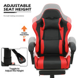 MoNiBloom Gaming Chair with Footrest High Back Video Game Chair with Headrest & Lumbar Support Height Adjustable Leather Swivel Computer Chair for Adult Teen Office or Gaming, Red MoNiBloom