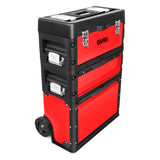‎DNA MOTORING TOOLS-00222 ‎19.5" x 28.5" x 12" ‎3-Tier Stackable Separate Hand Case Tool Boxes Trolley, 3-in-1 Storage Compartments, Red DNA MOTORING