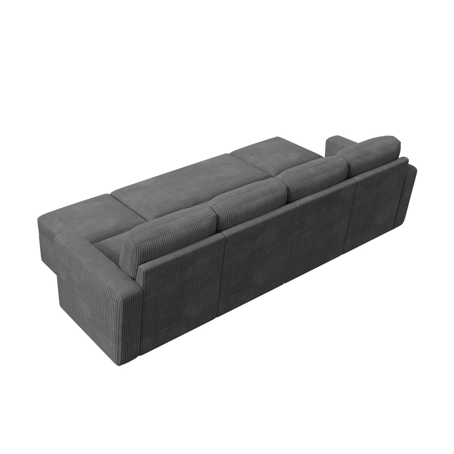 HONBAY Modular Sectional Sleeper Sofa Bed, Corduroy Pull Out Couch with Storage Ottoman, U Shaped Sectional Couches for Living Room, Dark Grey