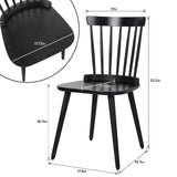 Bekrvio Windsor Chairs Set of 2, Black Farmhouse Spindle Back Dining Chairs with Wood Legs, Solid Wooden Armless Dining Room Chair for Kitchen Room, Living Room, Modern Mid-Century Country Style Bekrvio