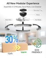 addlon Ceiling Fans with Lights and Remote, 20'' Low Profile Ceiling Fans, 3000-6000K Dimmable Modern Flush Mount LED Fan Light, Fandelier Ceiling Fan for Bedroom, Kitchen, Living Room, Black addlon