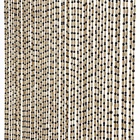 SanBouSi 49 Strands Natural Bamboo & Wood Beaded Curtain Wooden Hanging Room Divider Decorative Handmade Boho Bohemian Wooden Doorway Beads Curtain, 75" x 35.5" SanBouSi