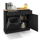 SILKYDRY Tilt-Out Trash Cabinet & Kitchen Island with Adjustable Shelf and Drawers - Black SILKYDRY