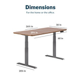 Vari Electric Standing Desk - 60x30 VariDesk, Adjustable Height Stand Up Computer Desk - Dual Motor with Memory Presets, Stable T-Style Legs- Home Office Essentials - Walnut Vari