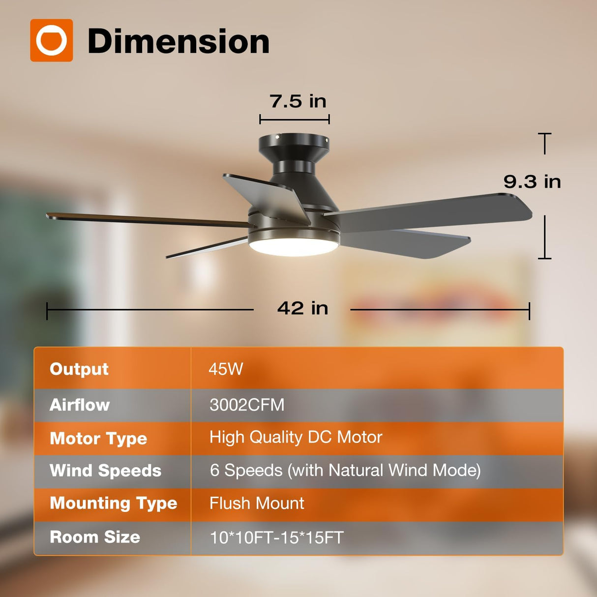 addlon Ceiling Fans with Lights, 42 Inch Low Profile Ceiling Fan with Light and Remote Control, Flush Mount, Reversible, 3CCT, Dimmable, Quiet, Black Small Ceiling Fan for Bedroom Indoor/Outdoor Use addlon