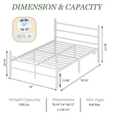 Full Size Bed Frame with Charging Station & LED Lights, Full Metal Platform Bed Frame with Headboard and Footboard, Storage Space Under Bed, No Box Spring Needed, Noise Free, Easy Assembly, White Jenmit
