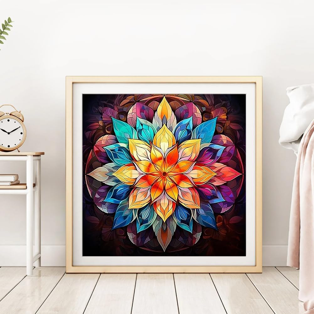 DPDAKIT Diamond Art Kits for Adults, Mandala Diamond Painting Kits for Beginner, 5D DIY Round Full Gem Art Crafts for Home Wall Decor Gift, 12x12inch DPDAKIT