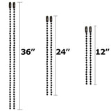 Blue Donuts Ceiling Fan Pull Chain Extender 3.2mm Diameter Black Chain Extension, Pack of 6 â€“ Two 12 Inch, Two 24 Inch, Two 36 Inch, Metal Blue Donuts